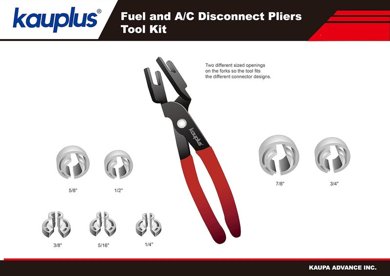 kauplus Fuel Line & A/C Line Disconnect Pliers Tool Kit,W/Fuel Line Remover - 1/4", 5/16", 3/8", 1/2", 5/8", 3/4", 7/8" - Image 3